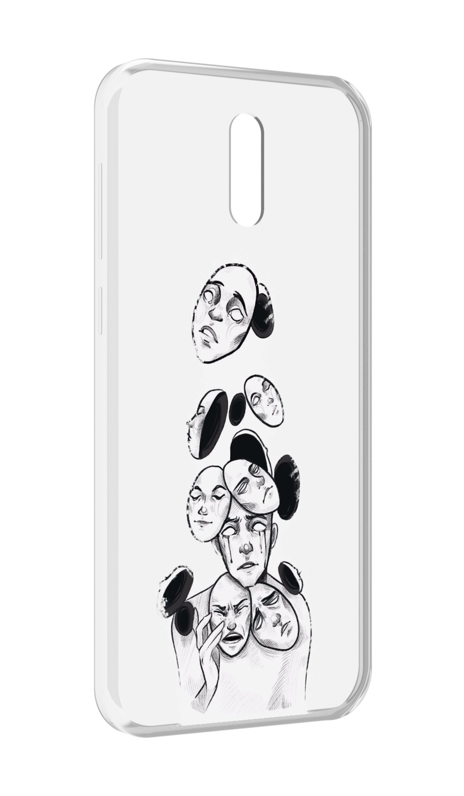 

Чехол MyPads человек с разными масками для Alcatel 3L (2019), Прозрачный, Tocco