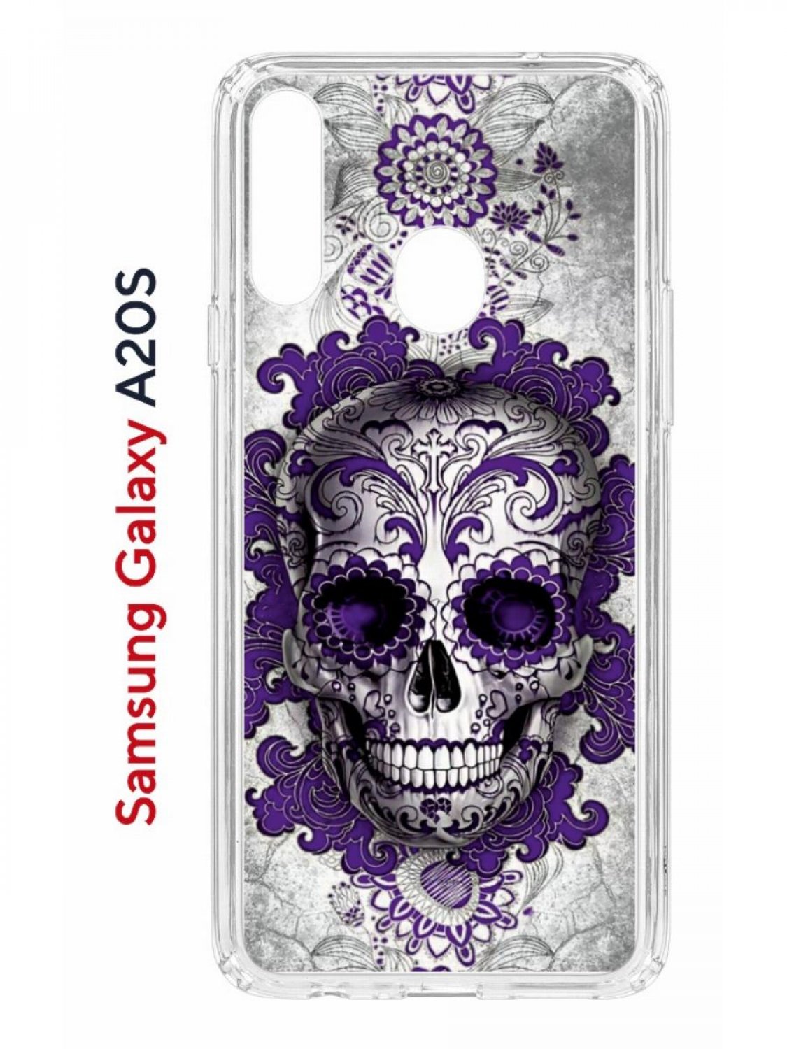 фото Чехол на samsung galaxy a20s с принтом kruche print sugar skull, противоударный бампер кruче