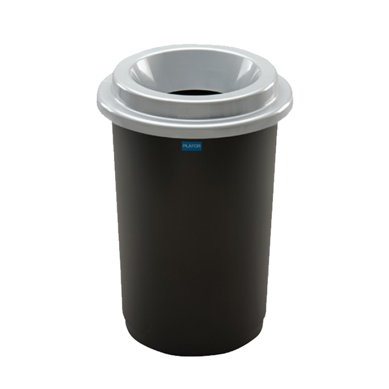 

Контейнер для мусора 50 л Plafor Eco bin чёрный бак с серебряной воронкообразной крышкой, Plafor Eco bin