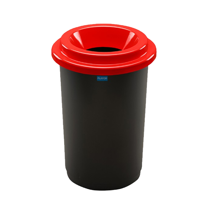 фото Ведро для мусора 50 л plafor eco bin чёрный бак с красной воронкообразной крышкой