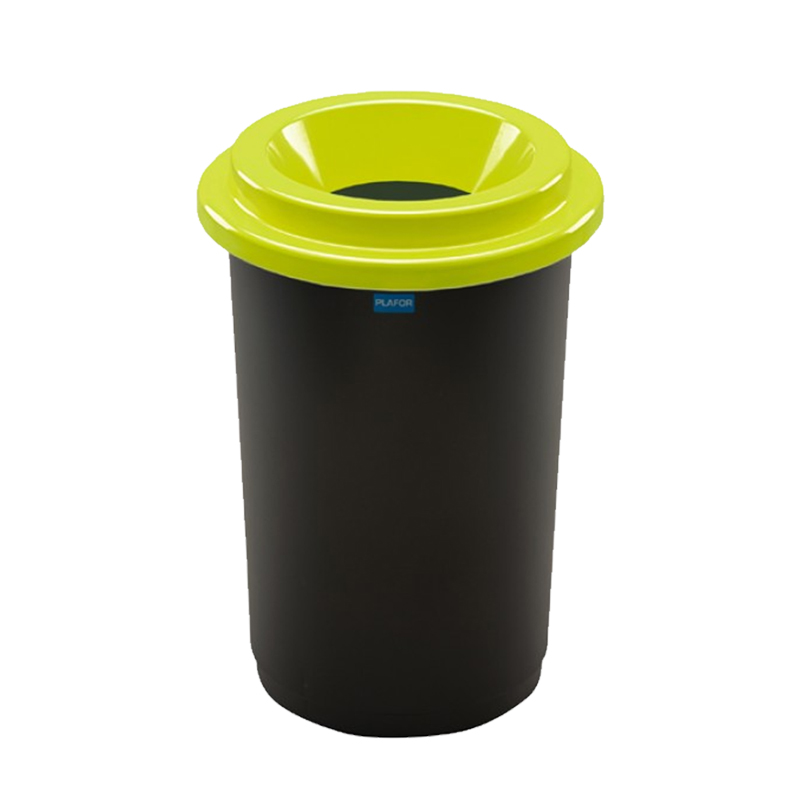 фото Контейнер для мусора 50 л plafor eco bin чёрный бак с зелёной воронкообразной крышкой