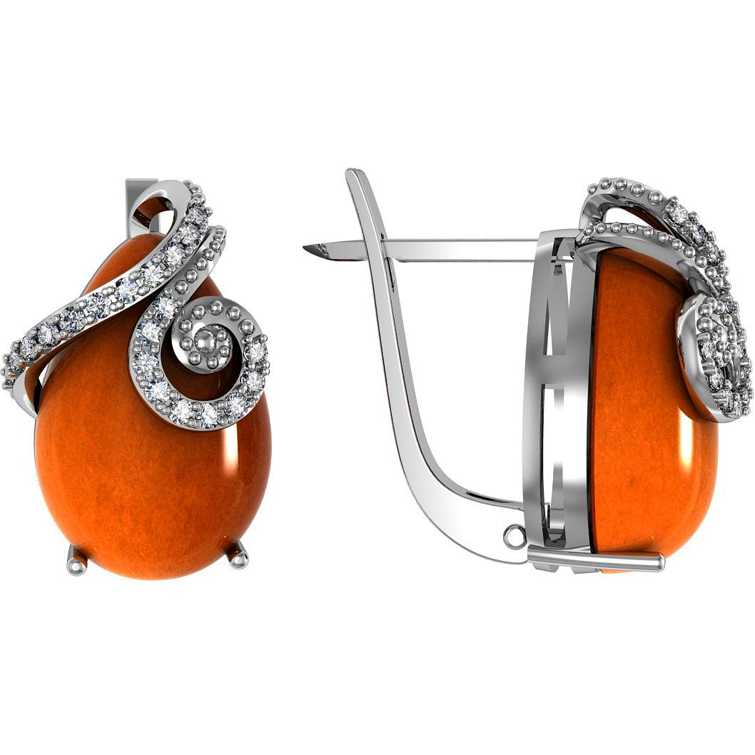 

Серьги женские из серебра ПРИВОЛЖСКИЙ ЮВЕЛИР 361034-FA11SR, сердолик/фианит, 361034-FA11SR