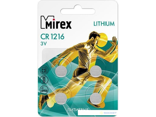 

Батерейка литиевая Mirex CR1216 3V 4 шт (4/216/648), блистер