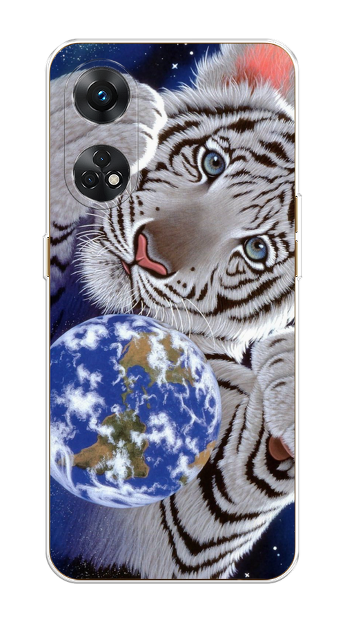 

Чехол на Oppo Reno 8T 4G "Тигренок и Земля", Синий;белый;черный, 2513250-1