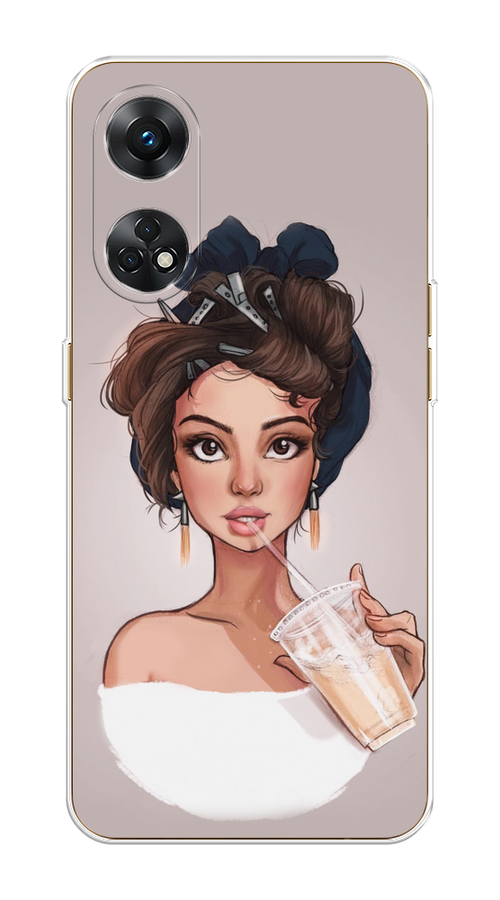 

Чехол на Oppo Reno 8T 4G "Девушка с фраппе", Серый, 2513250-6
