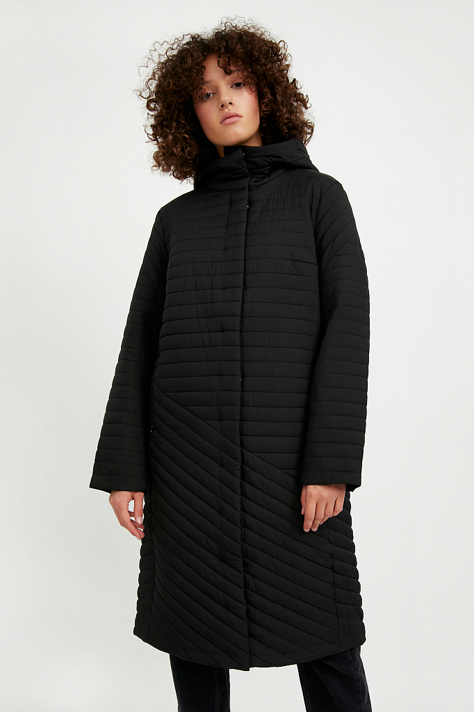 фото Утепленное пальто женское finn flare a20-12058 черное 42