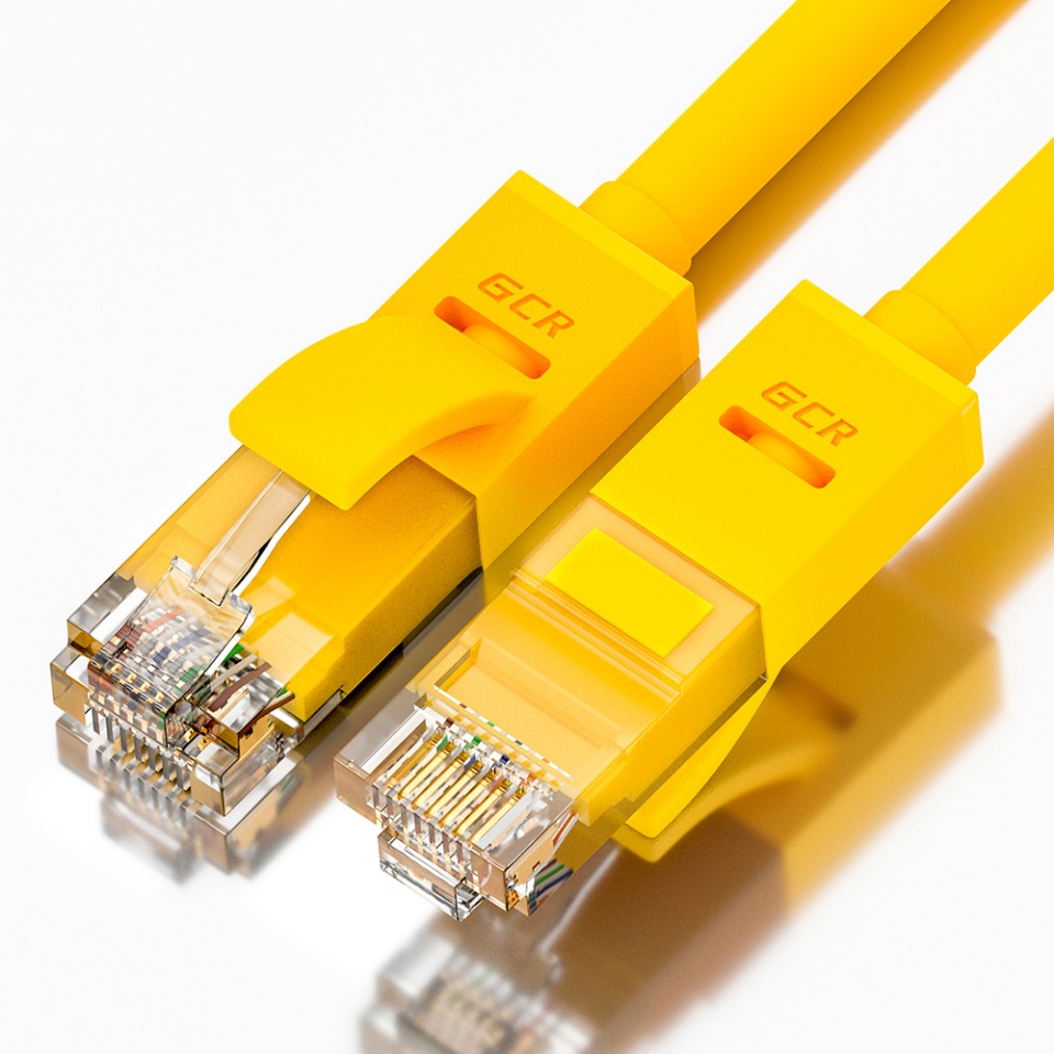 фото Кабель gcr rj45-rj45 10м utp кат.5e, yellow (gcr-lnc02-10.0m)