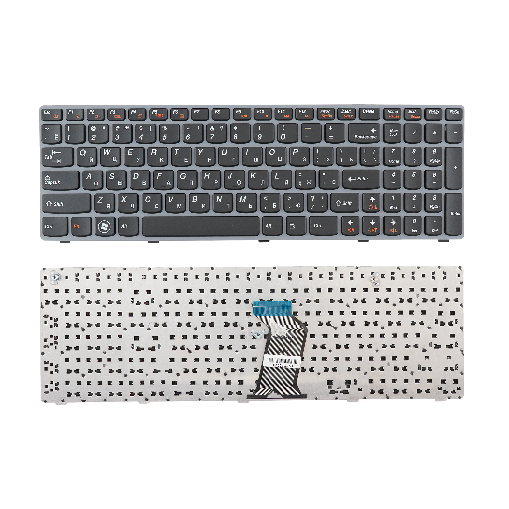 

Клавиатура Azerty для ноутбука Lenovo IdeaPad G570/ G575/ G770 черная с серой рамкой, 25010823