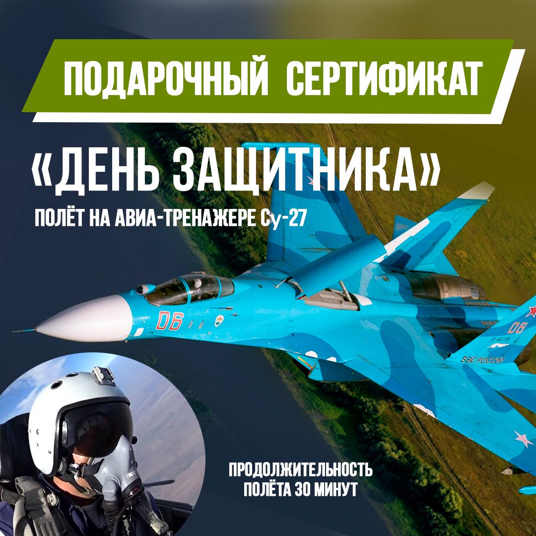 Подарочный сертификат Полёт на авиатренажёре Су-27 День Защитника 30 минут 6500₽