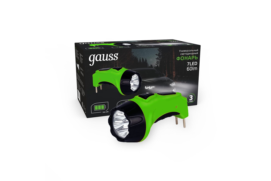 фото Фонарь ручной gauss gfl105 7led 60lm lead acid 700mah led 1/12/72