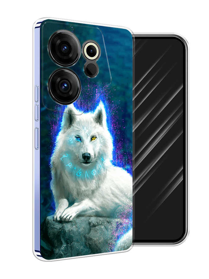 

Чехол Awog на Tecno Camon 20 Premier "Белоснежный волк", Белый;зеленый;фиолетовый