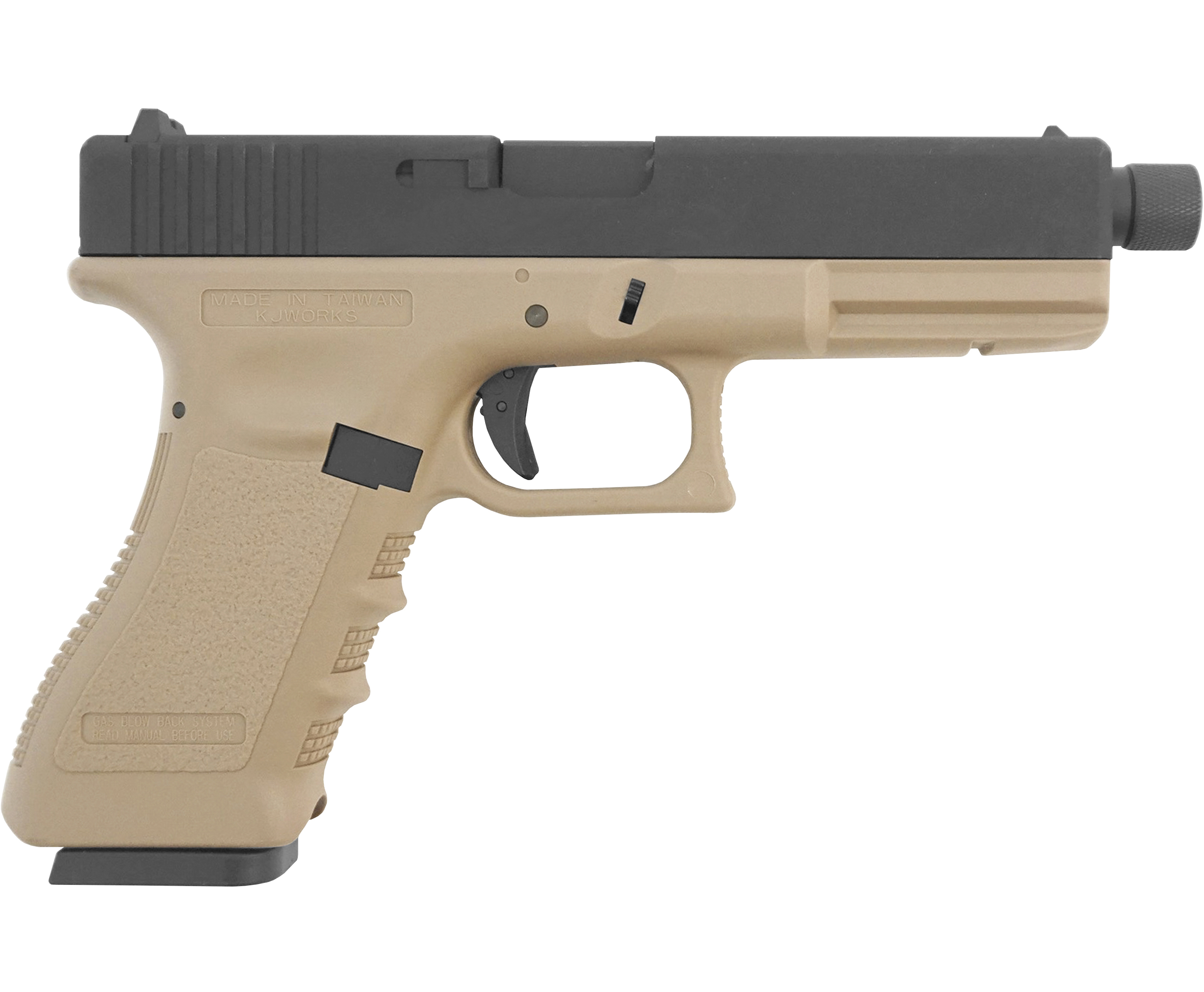 Страйкбольный пистолет KJW Glock G18 6 мм, GBB, Gas, Tan, удлиненный
