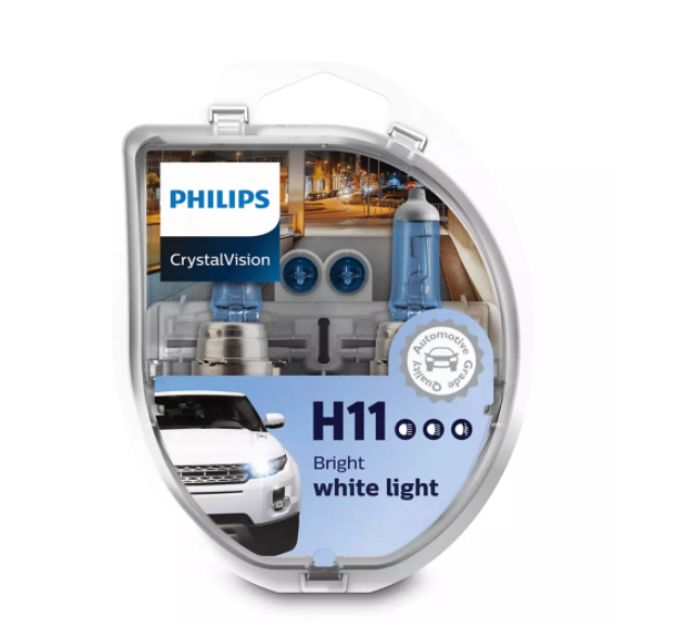 фото Лампы галогенные h11 12v-55w (pgj19-2)crystal vision +w5w 12v-5w (w2,1x9,5d)(по 2шт) philips