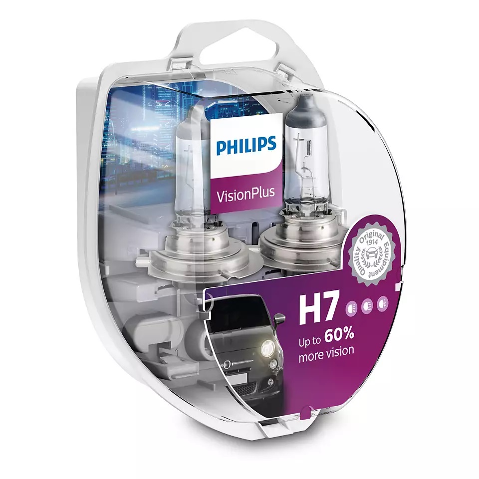 фото Галогенная лампа philips h7 (55w 12v) +60% visionplus 2шт 12972vps2