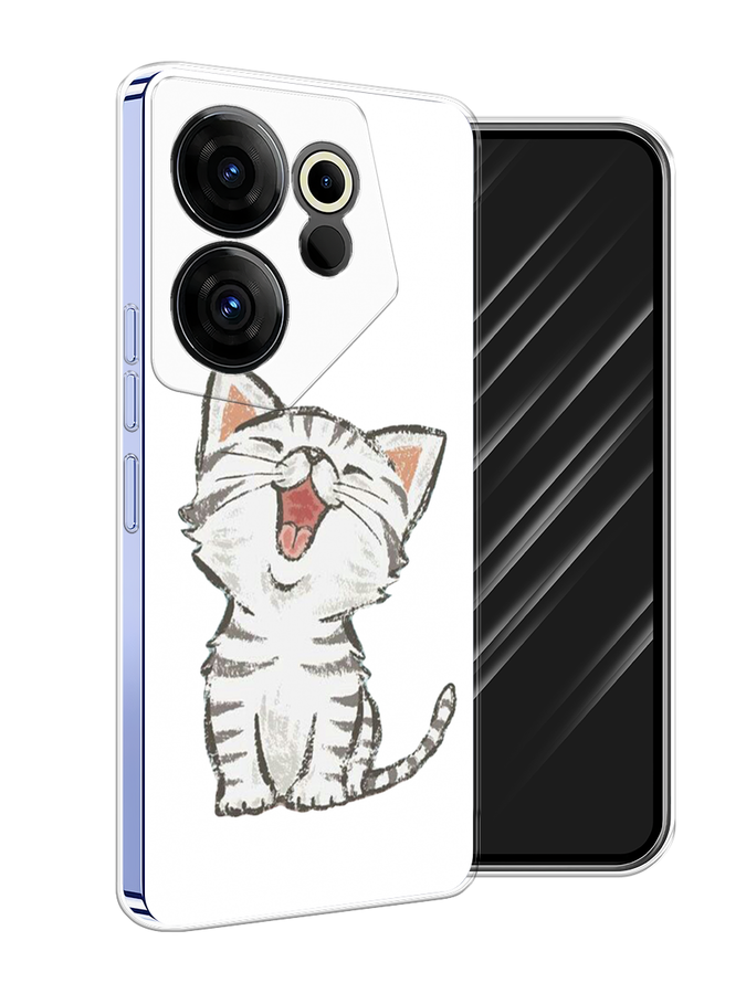 

Чехол Awog на Tecno Camon 20 Premier "Котенок рисованный", Серый;белый