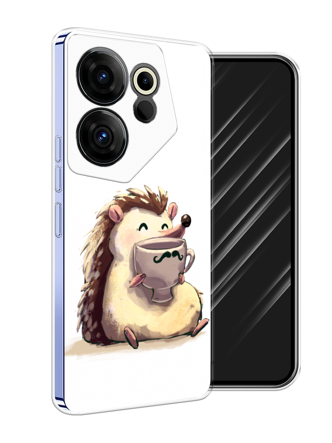 

Чехол Awog на Tecno Camon 20 Premier "Еж кофеман", Белый;коричневый;бежевый