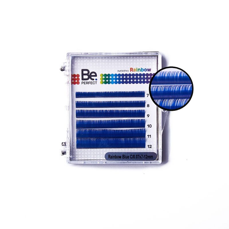 

Ресницы Be Perfect цветные Rainbow Blue мини 6 линий C+ 0,07 7-12 мм, Синий