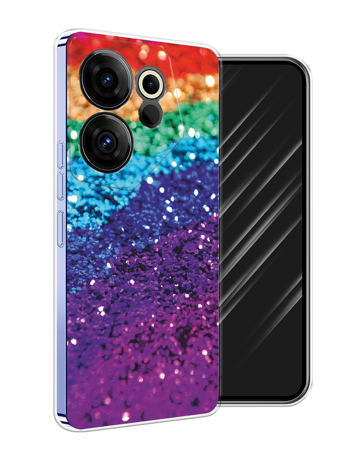

Чехол Awog на Tecno Camon 20 Premier "Блестящая радуга рисунок", Разноцветный