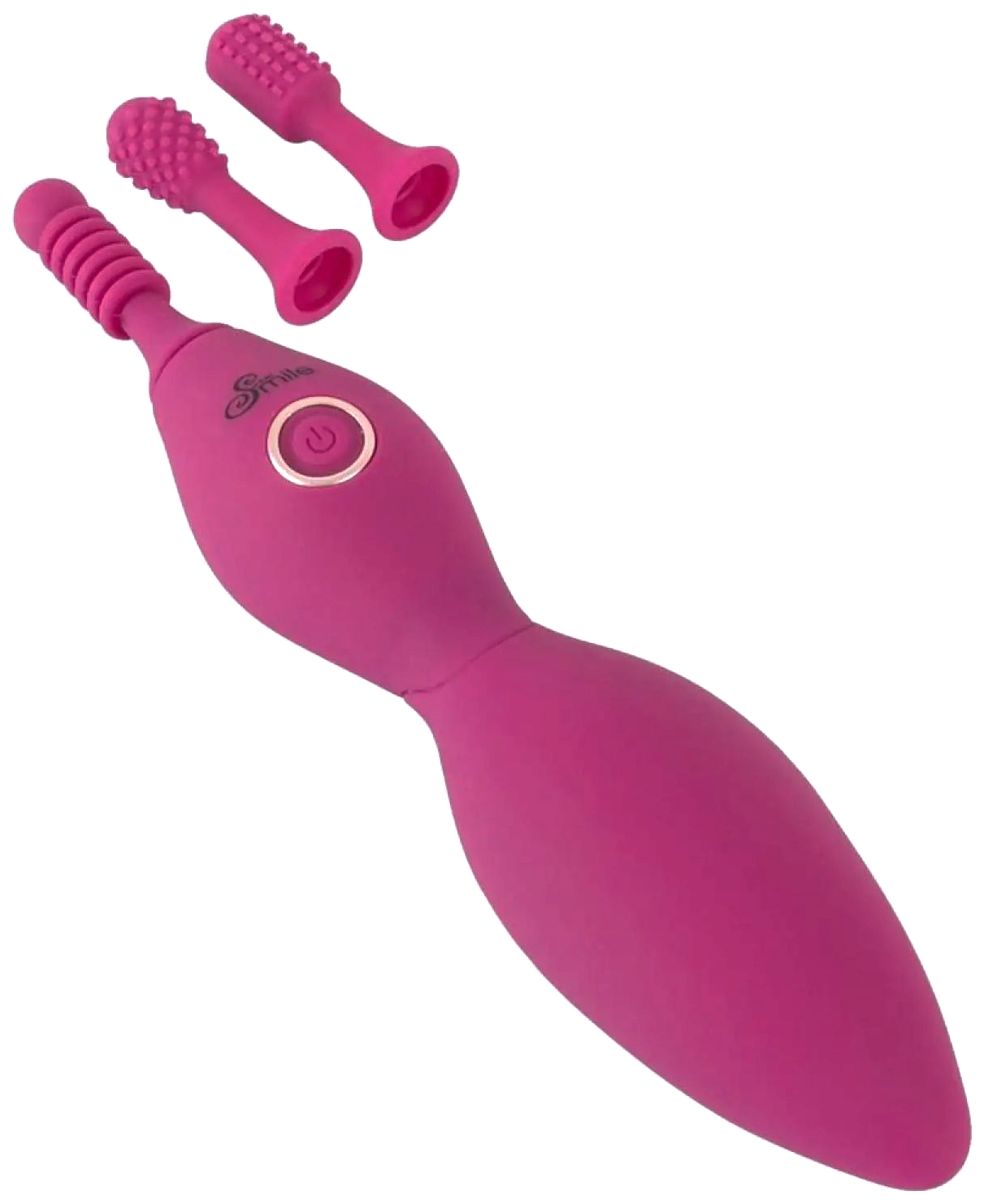 фото Ярко-розовый клиторальный вибратор с 3 насадками spot vibrator with 3 tips 17,9 см 195054 orion