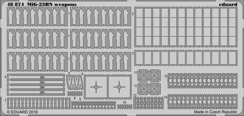 

Фототравление Eduard 48874 MiG-23BN weapons 1/48, Однотонный