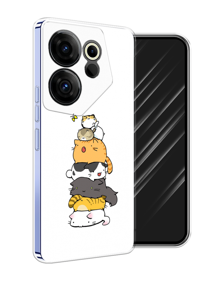 

Чехол Awog на Tecno Camon 20 Premier "Бутерброд из котиков", Коричневый;белый;серый