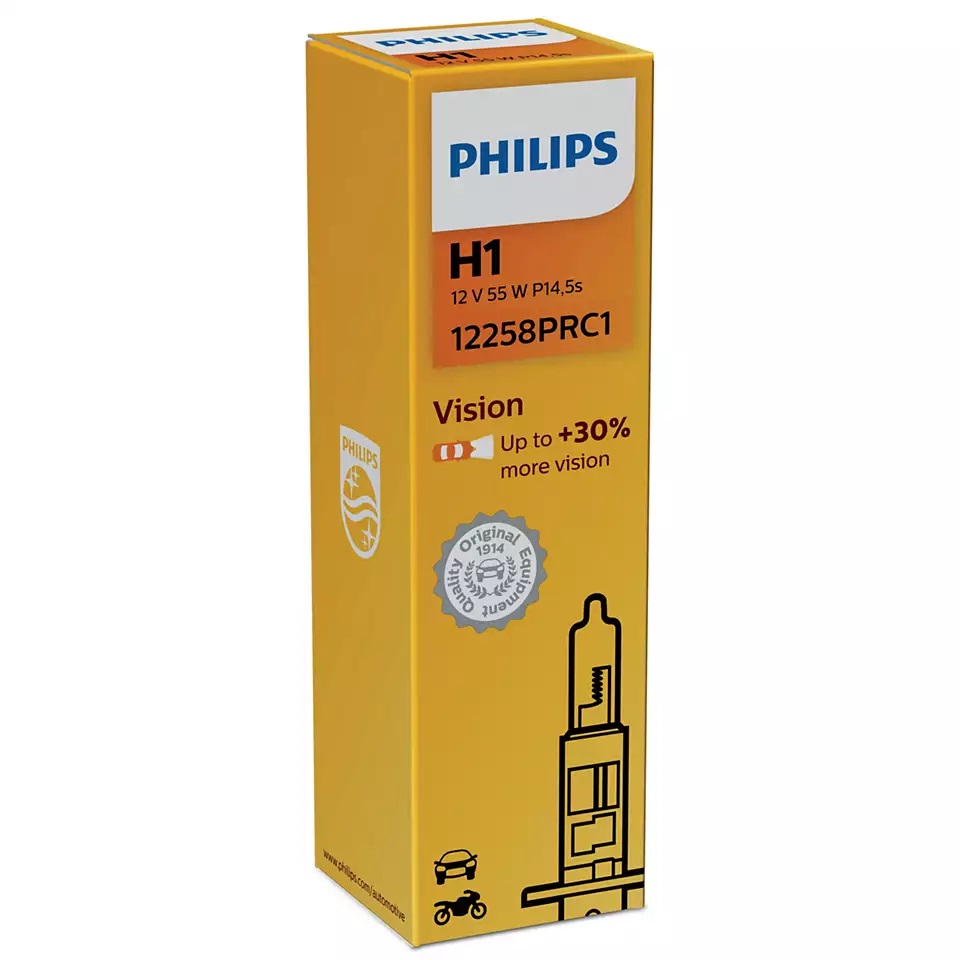 фото Галогенная лампа philips h1 (55w 12v) vision 1шт 12258prc1