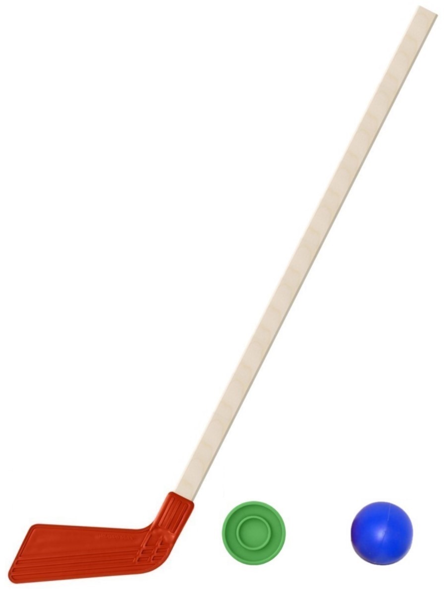 Детский хоккейный набор Задира-плюс Клюшка хоккейная детская красная 80 см+ шайба+мячик