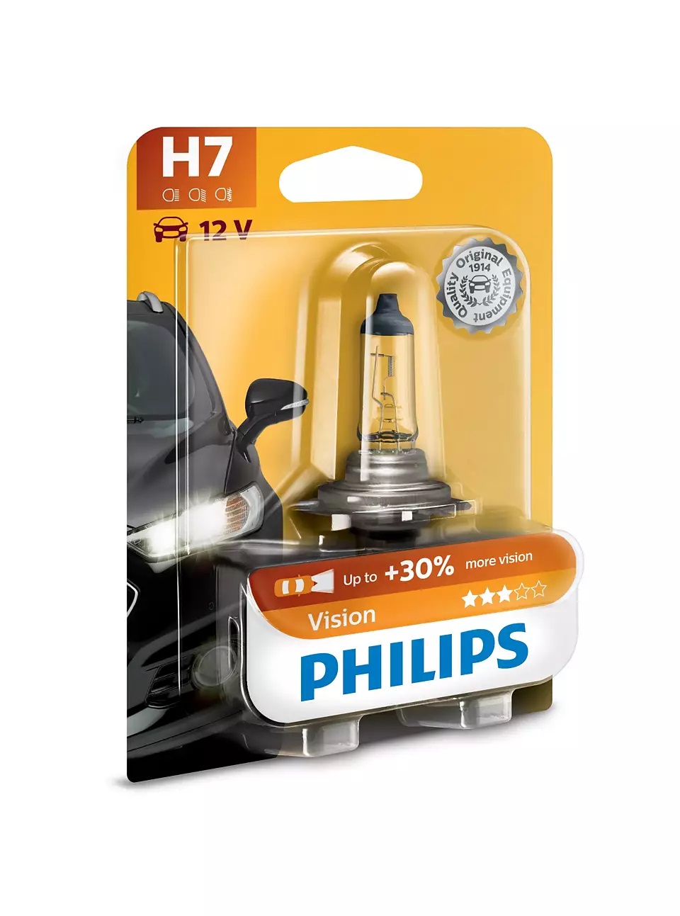 фото Галогенная лампа philips h7 (55w 12v) vision (блистер) 1шт 12972prb1