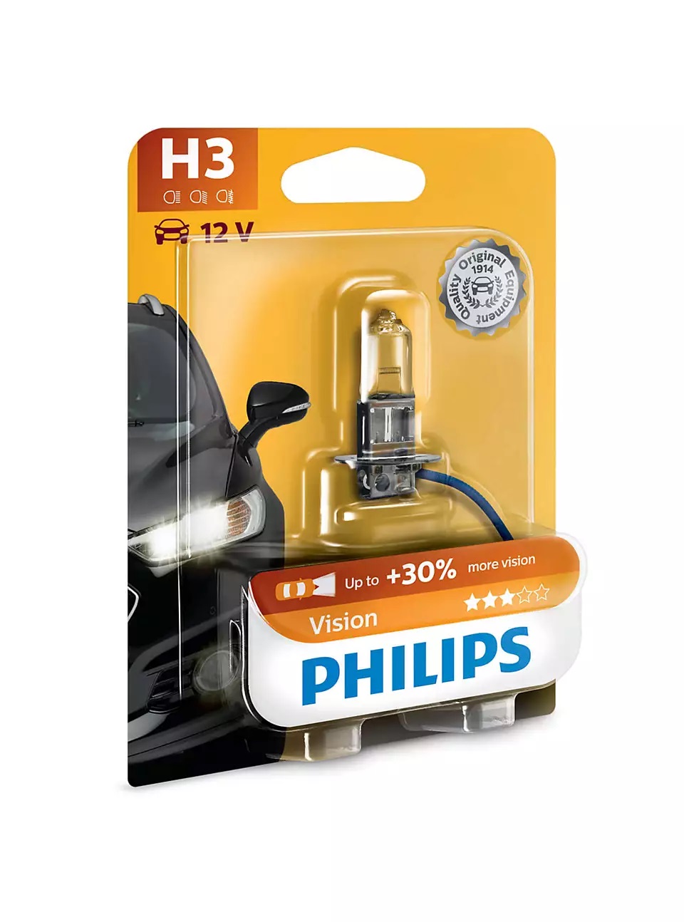 фото Галогенная лампа philips h3 (55w 12v) vision (блистер) 1шт 12336prb1