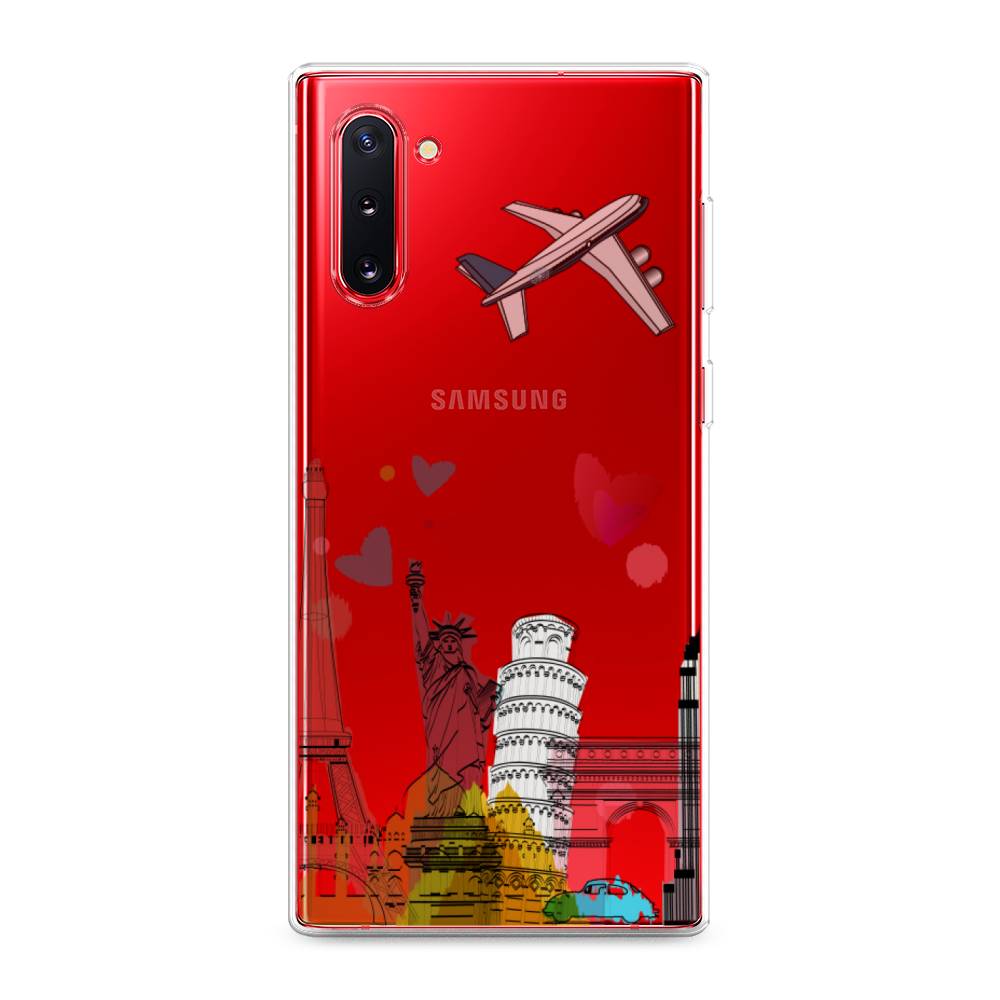 

Чехол Awog на Samsung Galaxy Note 10 "Самолет путешествий", Разноцветный, 28650-10