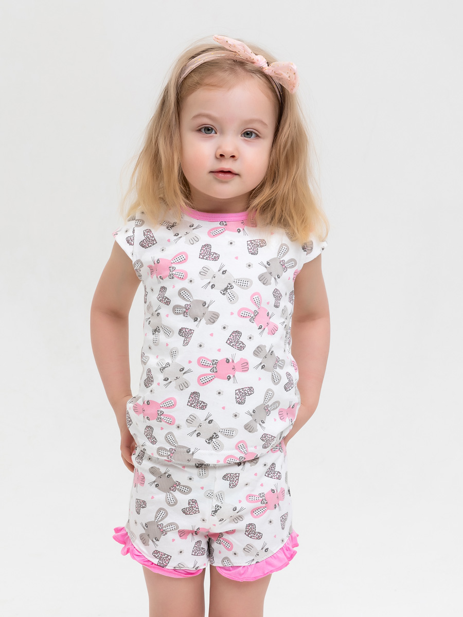 Пижама детская для девочек КотМарКот 2800894 Цвет белый размер 134 пижама с коротким рукавом для девочек 3 пудровый loloclo