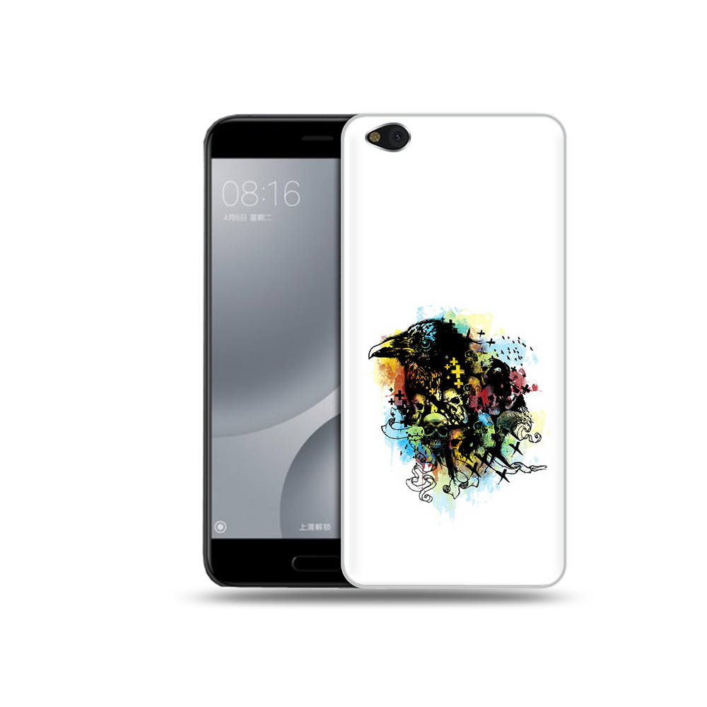 

Чехол MyPads Tocco для Xiaomi Mi 5C ворон и черепа (PT61938.328.273), Прозрачный, Tocco