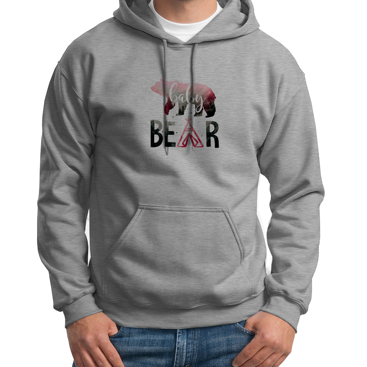 

Худи унисекс CoolPodarok Семья. baby bear серое 44 RU, 4S043564