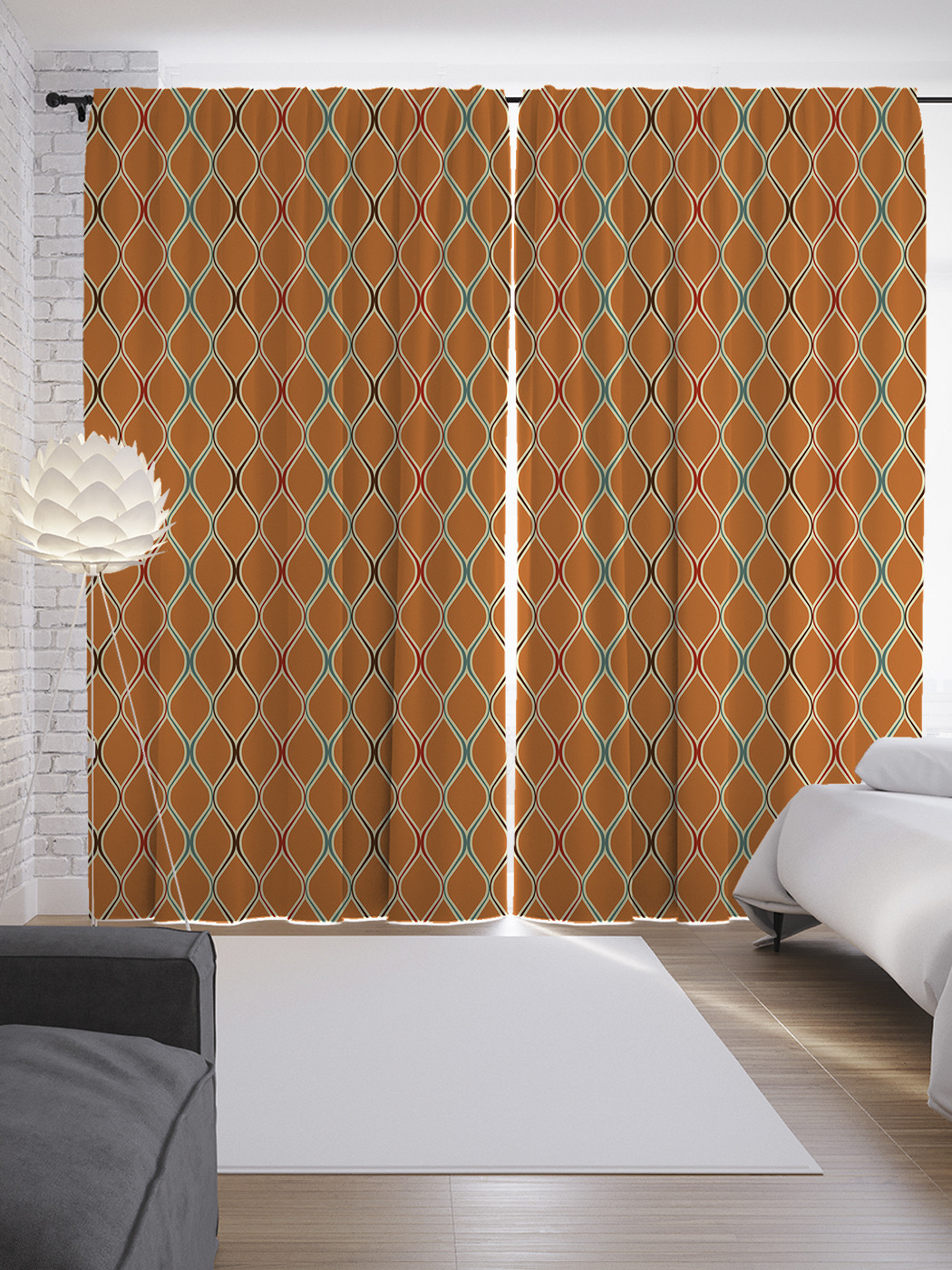 

Шторы JoyArty с фотопечатью "Ромбовидная решетка" из сатена, 290х265 см, Ромбовидная решетка