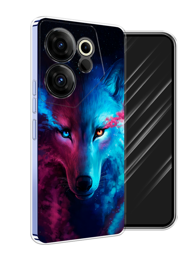

Чехол Awog на Tecno Camon 20 Premier "Волшебный волк", Голубой;розовый