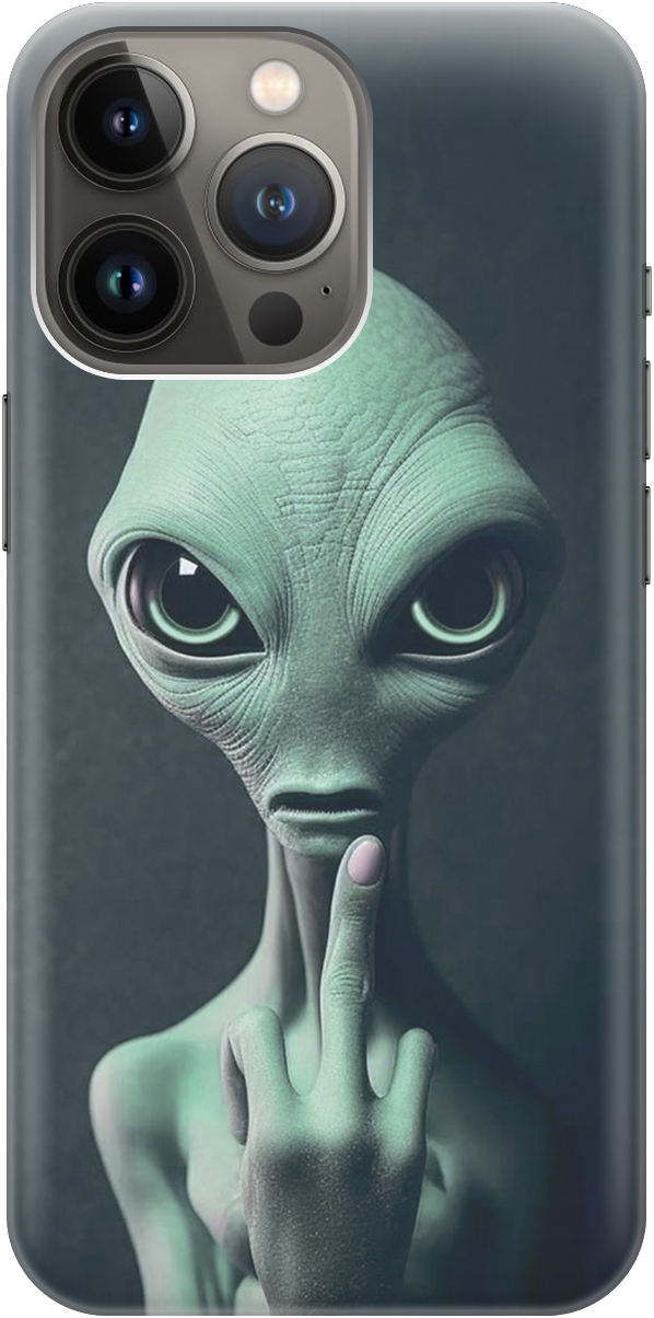 

Силиконовый чехол на Apple iPhone 14 Pro с принтом "Инопланетянин", Зеленый;синий;черный, 20000260