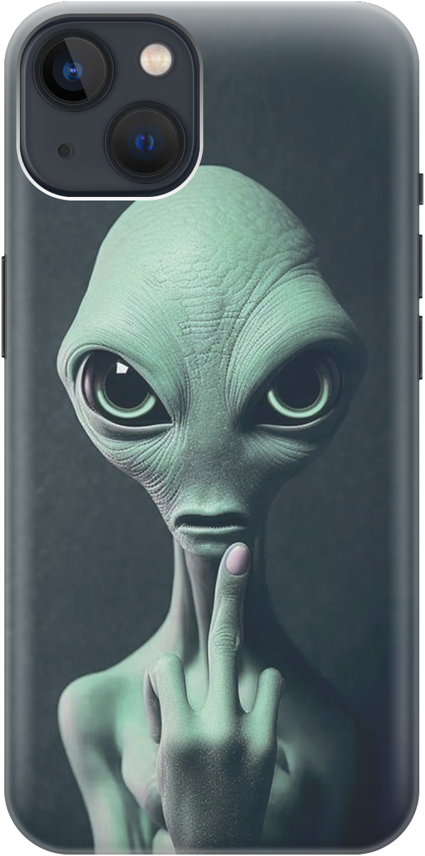 

Силиконовый чехол на Apple iPhone 14 Plus с принтом "Инопланетянин", Зеленый;синий;черный, 20000252