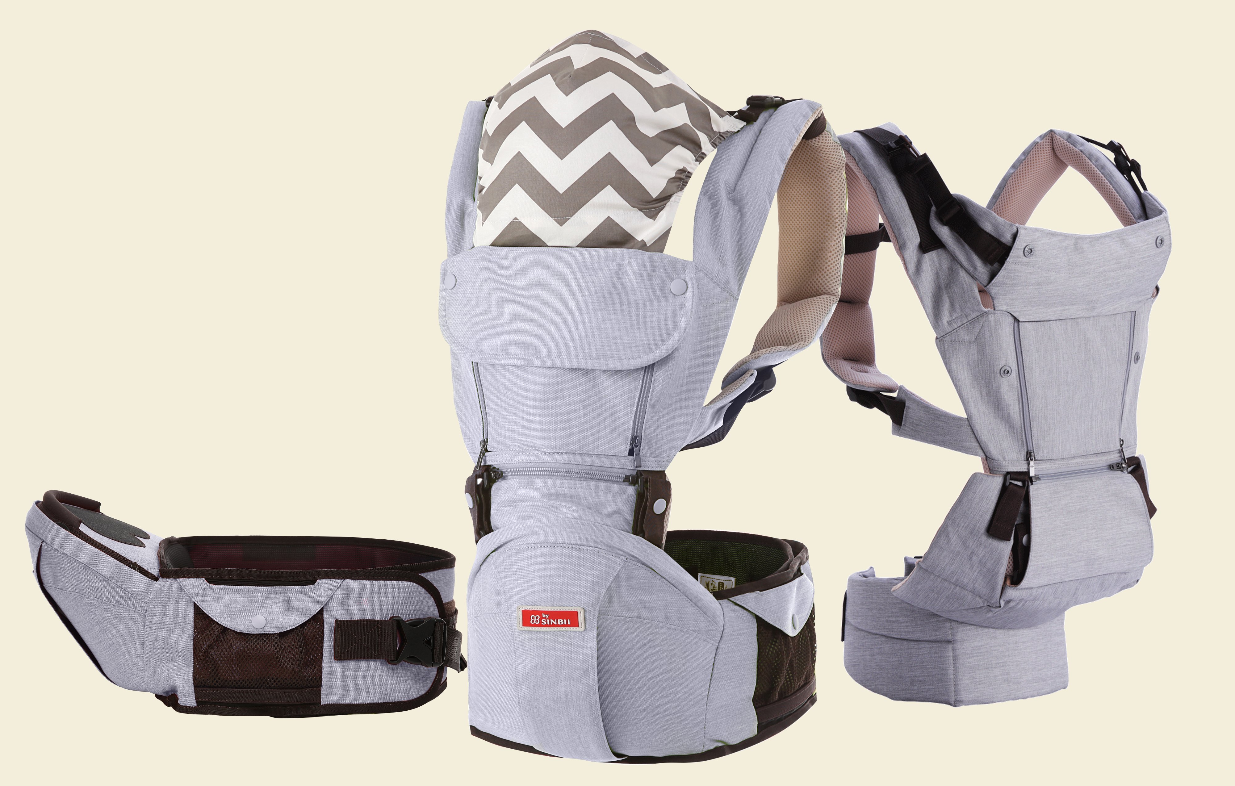 Эргорюкзак Sinbii + Premium Hipseat на двух лямках S-Fit Set S501+ergo/светло-серый рюкзак кенгуру caramelsling эргорюкзак для новорожденных caramel multisize 0 серый