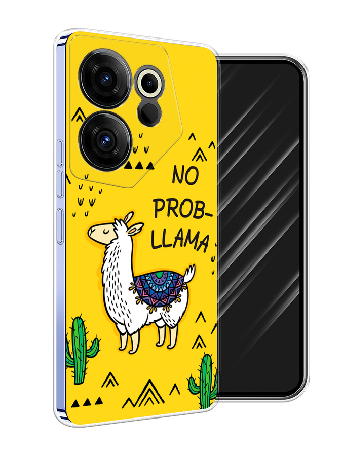 

Чехол Awog на Tecno Camon 20 Premier "No probLLama", Желтый;черный;синий