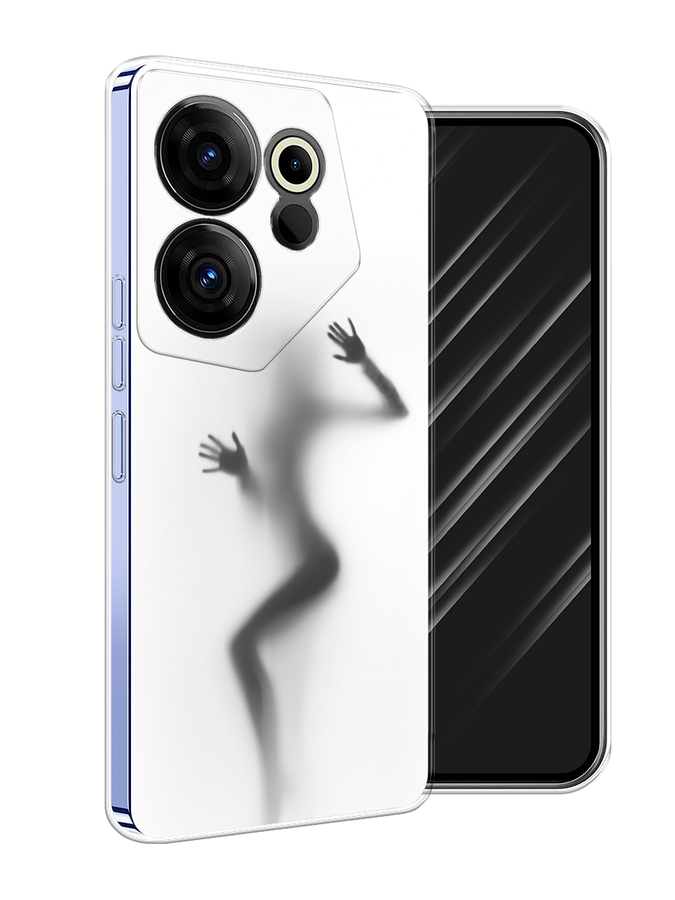 

Чехол Awog на Tecno Camon 20 Premier "Девушка в душе", Серый;белый;черный