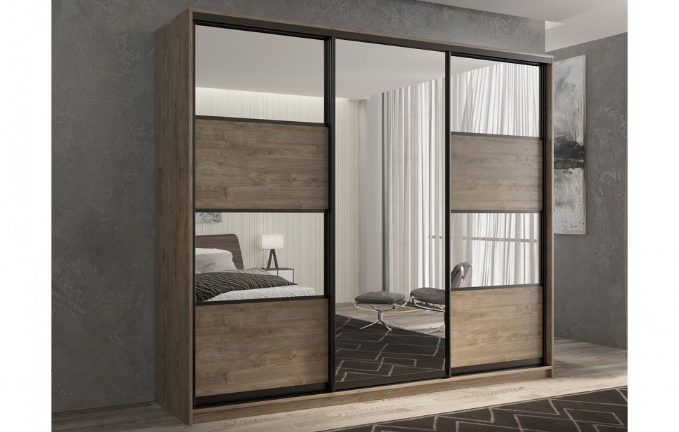 

РВ-мебель Шкаф-купе 3-х дверный Кааппи 5 Дуб Харбор Эспрессо 180х60х230 см