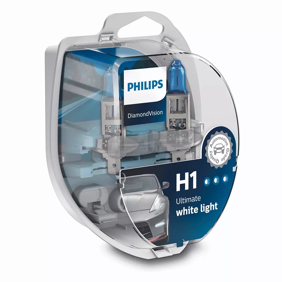 фото Галогенная лампа philips h1 (55w 12v) diamondvision 2шт 12258dvs2