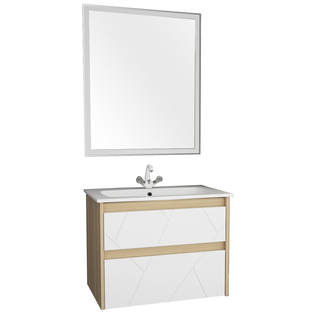 Комплект мебели ASB-Mebel Диана 60 белый (раковина + тумба + зеркало)