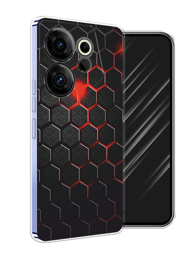 

Чехол Awog на Tecno Camon 20 Premier "Фон соты красные", Красный;черный