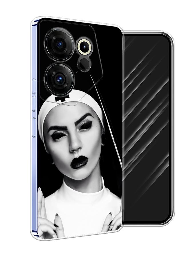 

Чехол Awog на Tecno Camon 20 Premier "Черная монашка", Серый;черный