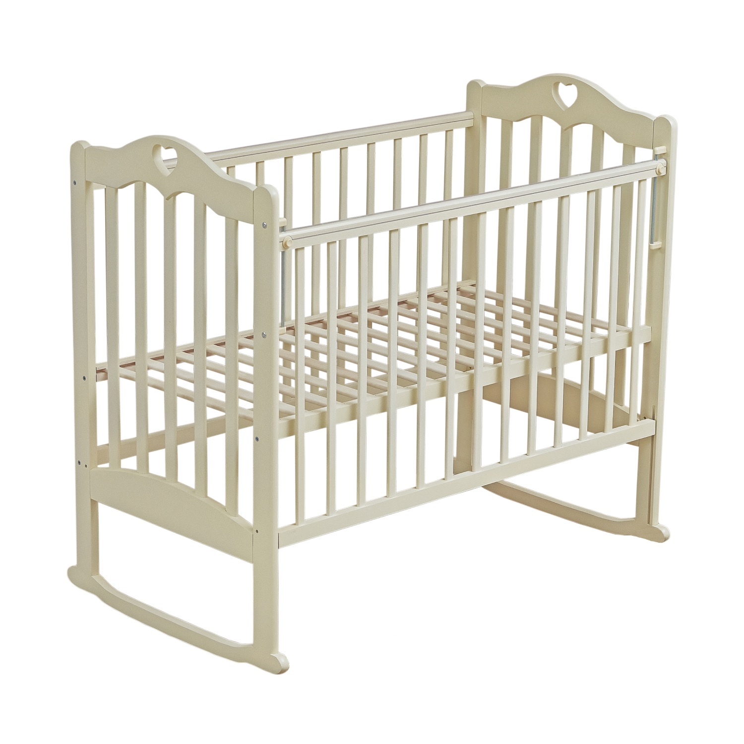 Кровать детская Barney 5 колесо-качалка, массив березы, слоновая кость