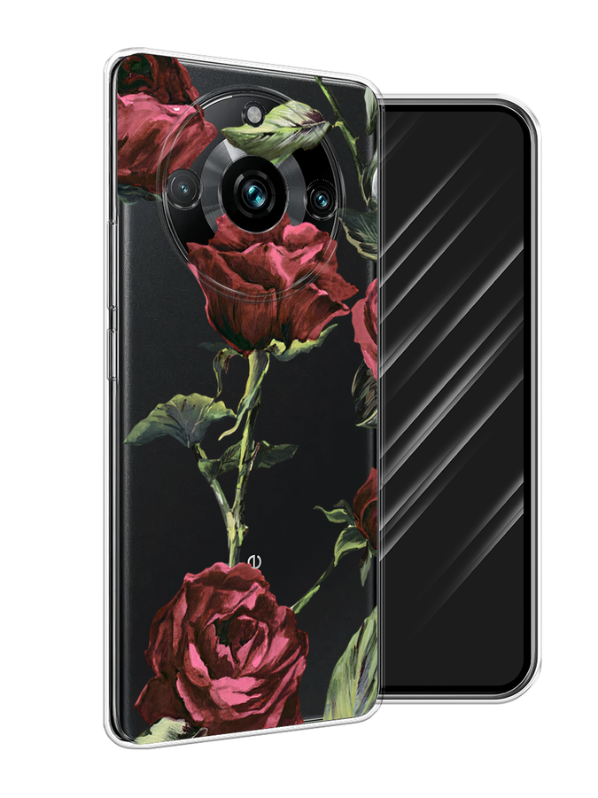 

Чехол Awog на Realme 11 Pro+ "Бордовые розы фон", Бордовый