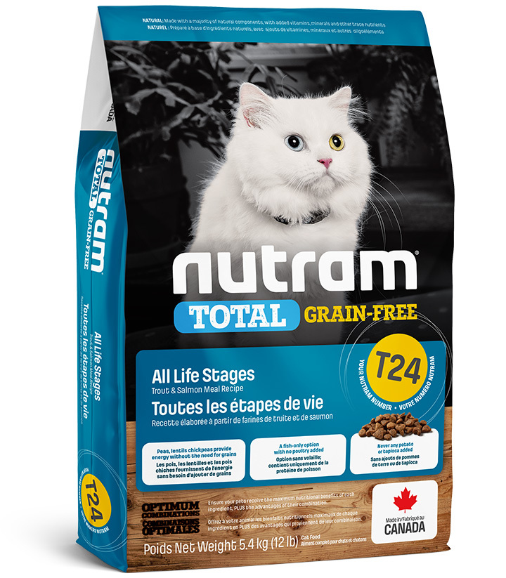 

Сухой корм для кошек Nutram Total Grain Free T24, лосось, форель, 5.4кг, Total Grain Free T24