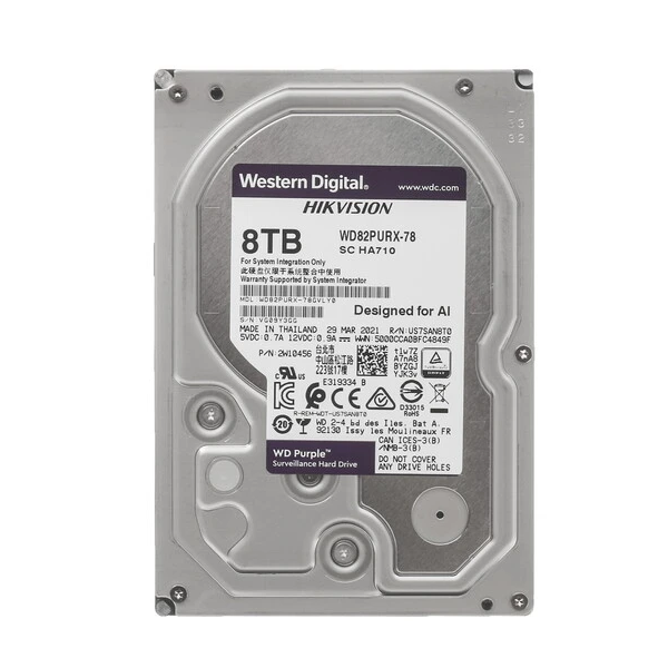 

WD Накопитель на жестком магнитном диске WD Purple WD82PURX 8ТБ 3,5"(SATA-III) для видеон