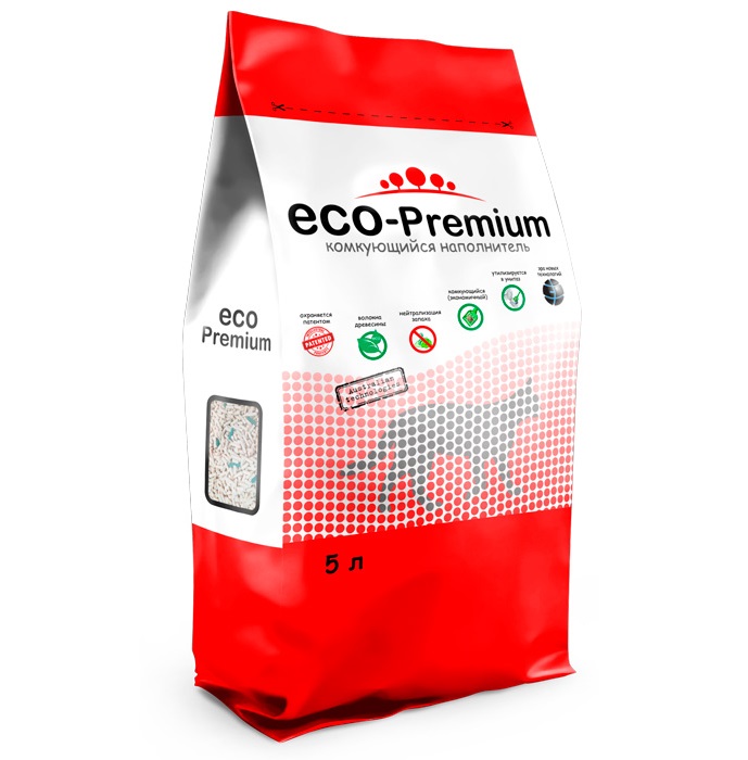 фото Комкующийся наполнитель для кошек eco premium green древесный, 1.9 кг, 5 л, eco-premium